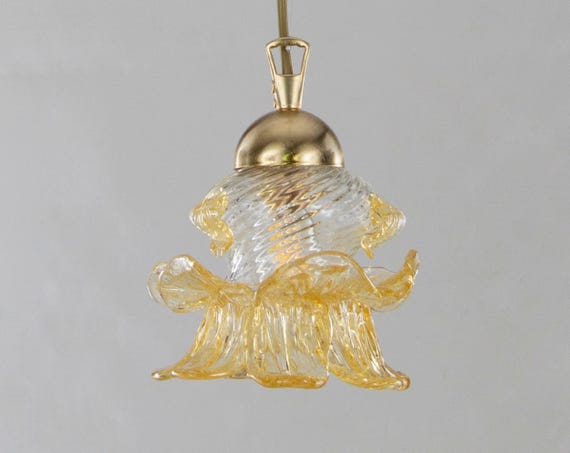 Murano Glass Chandelier, Amber Gold Flower Design (Handmade in Italy) — product photo 1