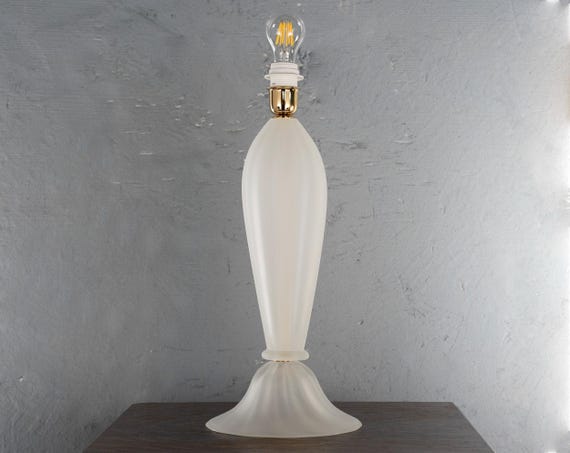 Murano Glass Table Lamp - Frosted White, Handmade Venetian Style — product photo 1