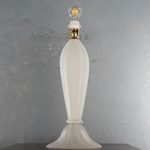 Murano Glass Table Lamp - Frosted White, Handmade Venetian Style — product photo 2