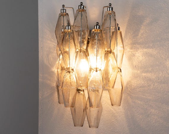 Murano wall sconce Polyhedrons – Smoky Glass Hand-blown Italy – Decorative lamp product photograph 1