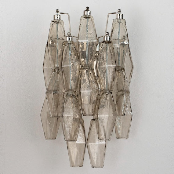 Murano wall sconce Polyhedrons – Smoky Glass Hand-blown Italy – Decorative lamp product photograph 2