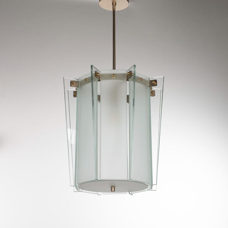 Sculptural clear and frosted Murano glass suspension light