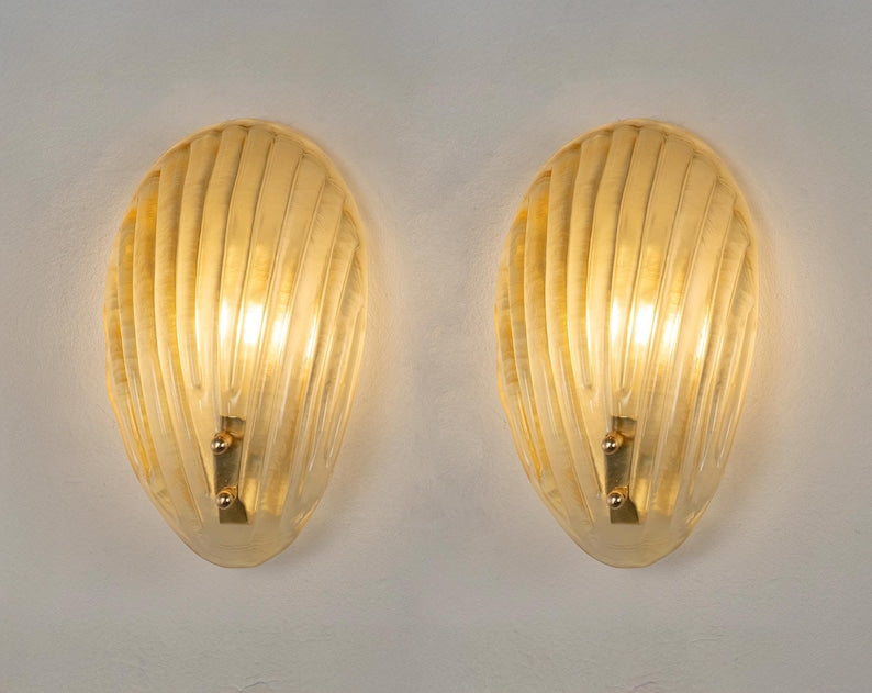 Amber frost shell Murano glass wall sconces