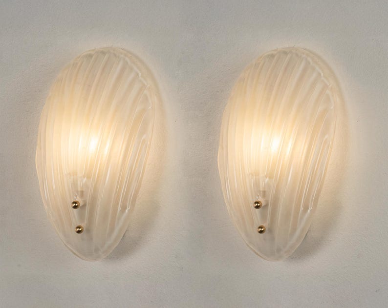 Clear frost shell Murano glass wall sconces