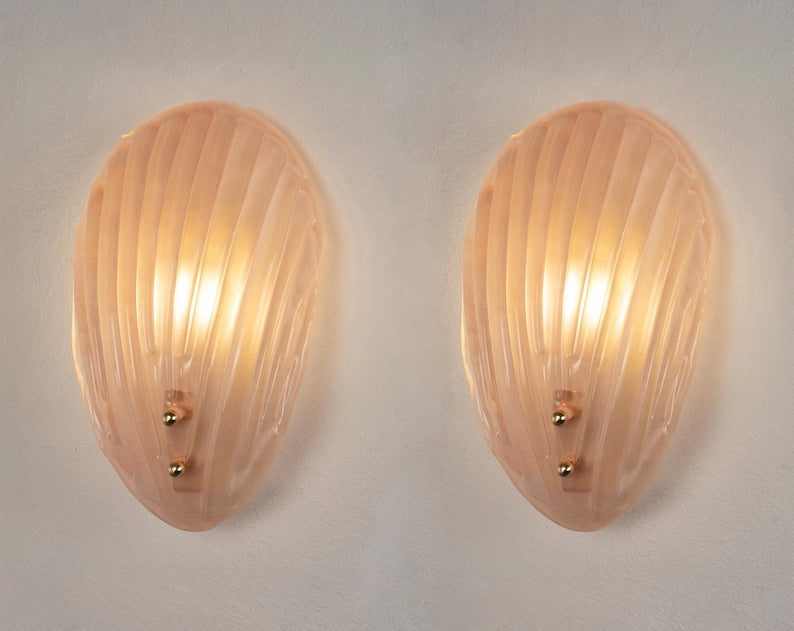 Pink frost shell Murano glass wall sconces