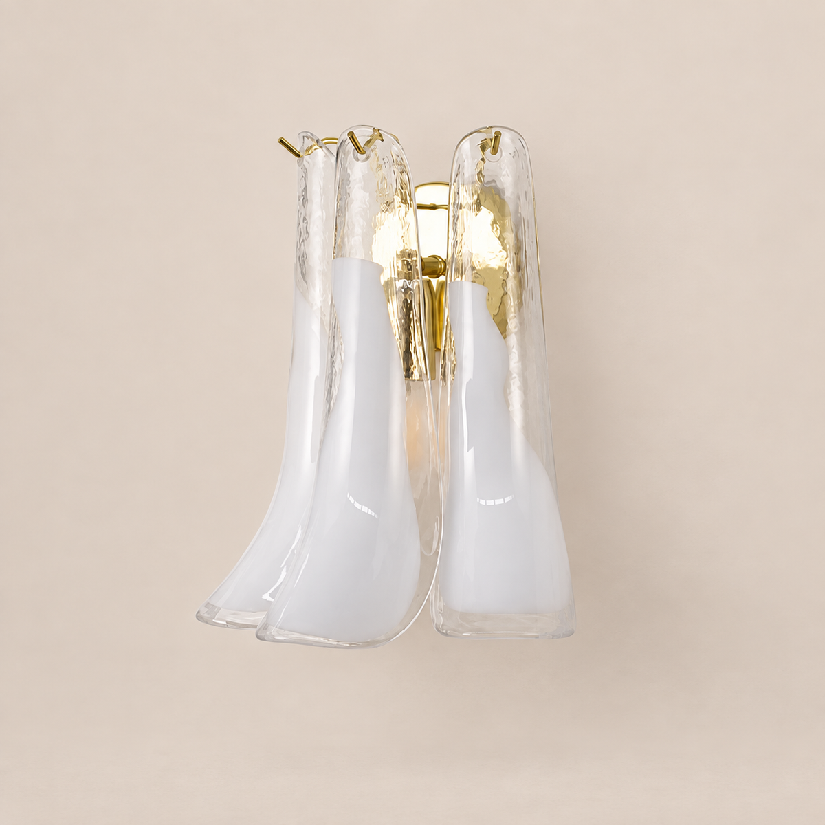 Three Petali Murano glass wall sconce on stone background