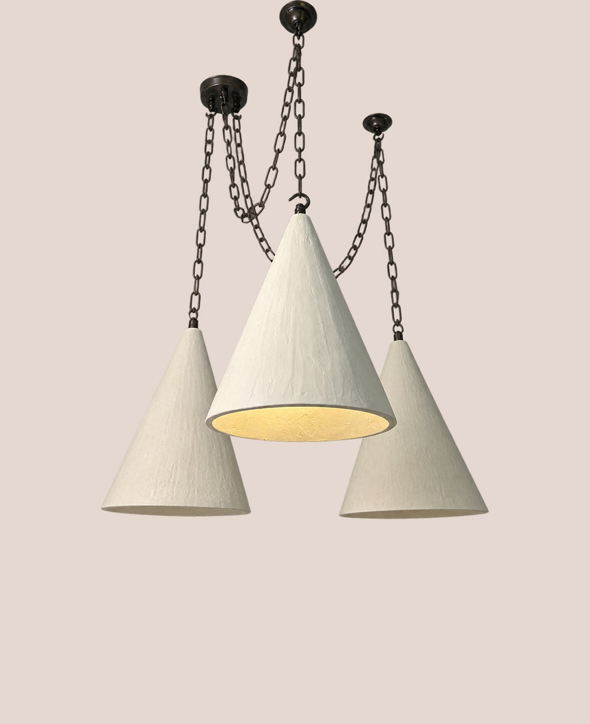 trio-plaster-cone-pendant-chandelier-adjustable-chain