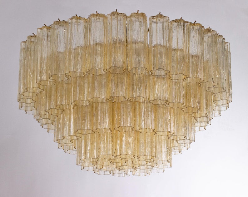 Four tier champagne Tronchi Murano glass ceiling light