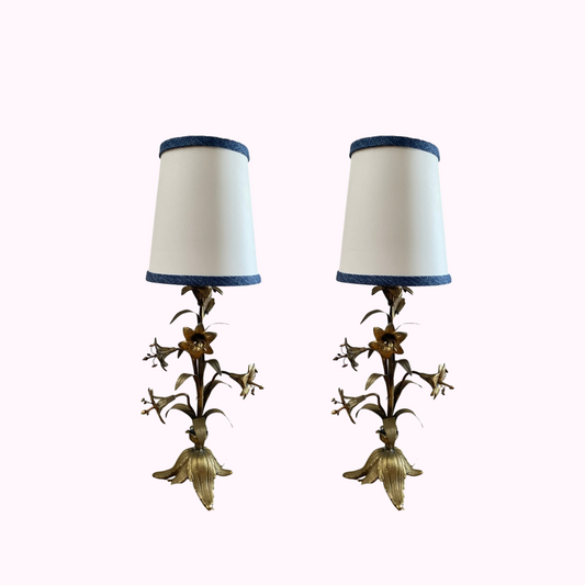 Pair of 1920s Parisian Brass Table Lamps