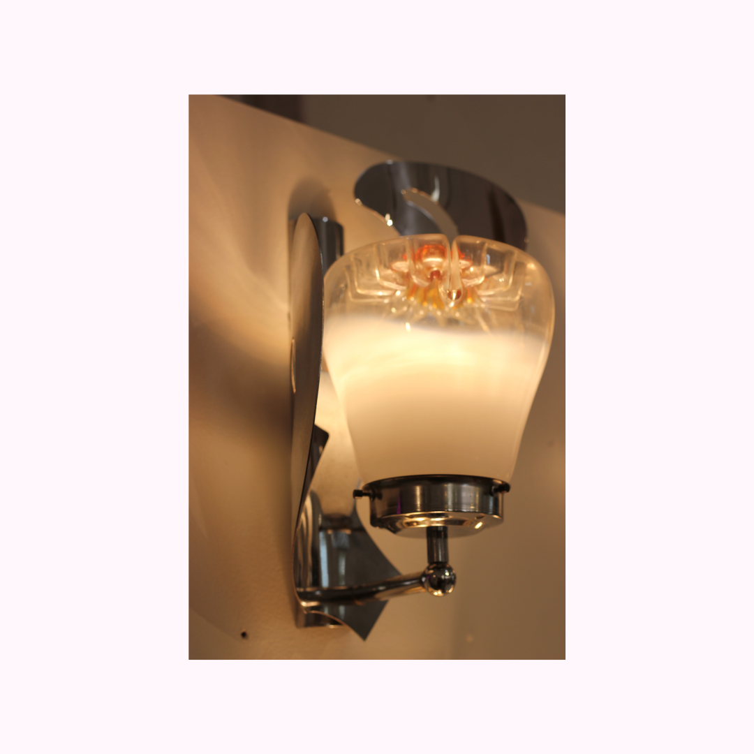 Mazzega Space Age Chrome & Murano Sconces