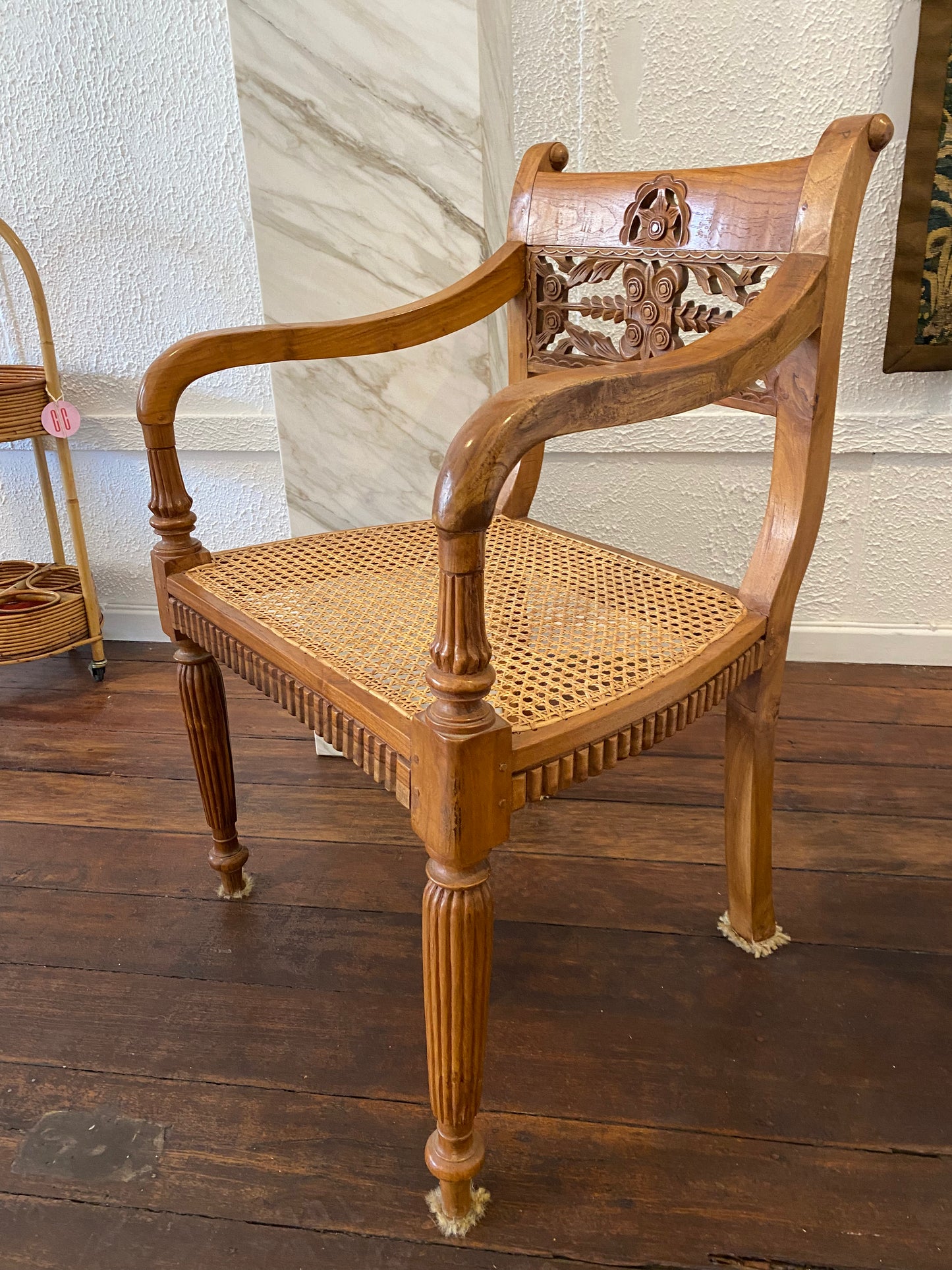 Pair of British Colonial Rattan chairs