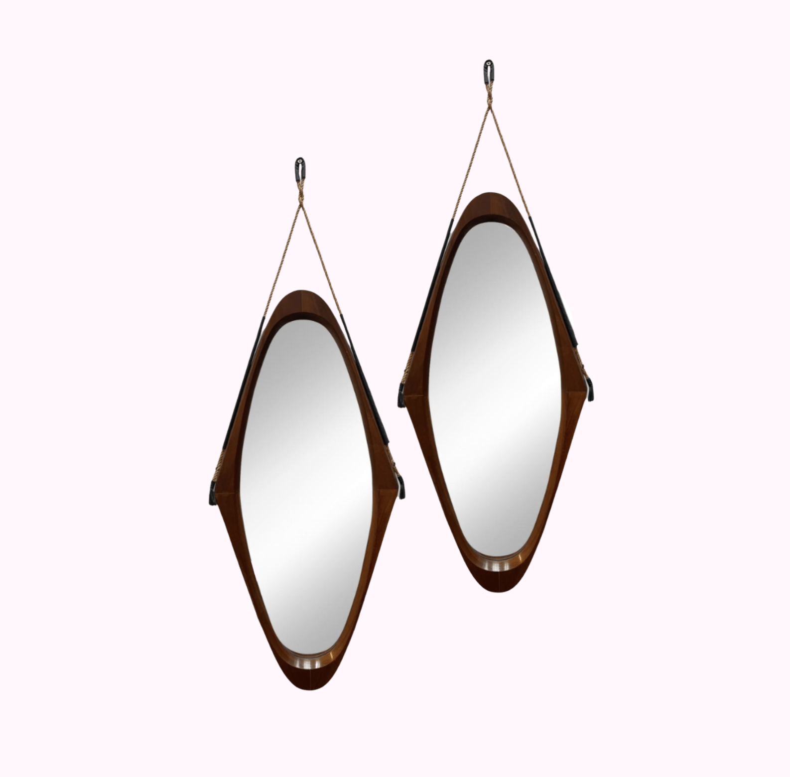 Midcentury Italian Rope & Leather Mirrors
