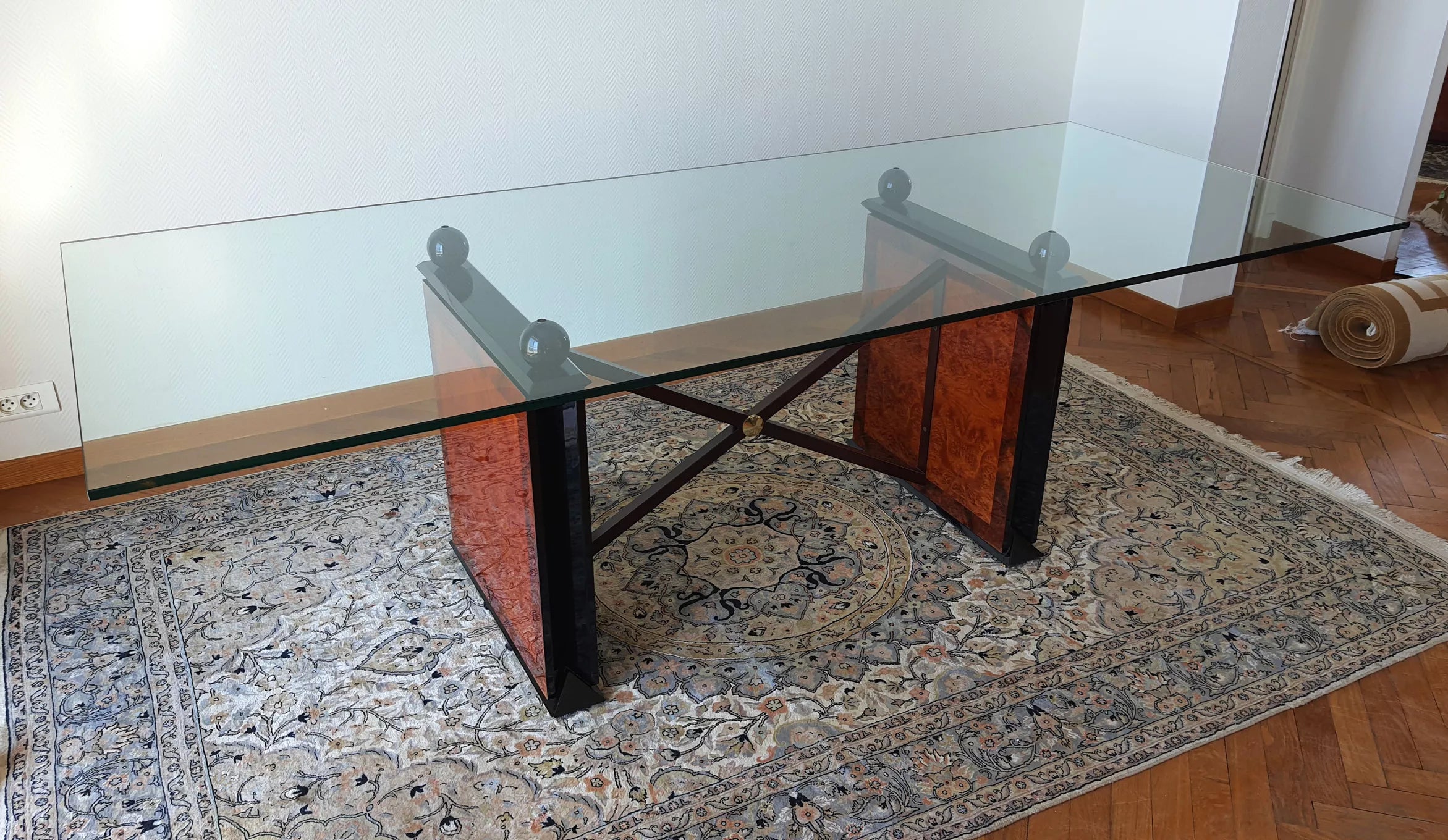 Art Deco Italian Burl Wood Dining Table