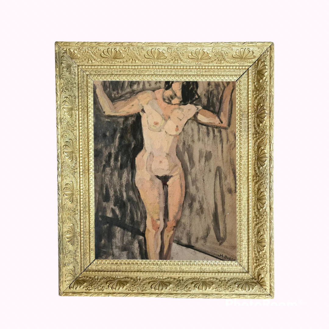1923 French Femme Nue in 19th C Frame